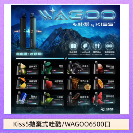 WAGOO哇酷Kiss5 6500口拋棄式 | 自由混搭雙口味 | 雙芯組合